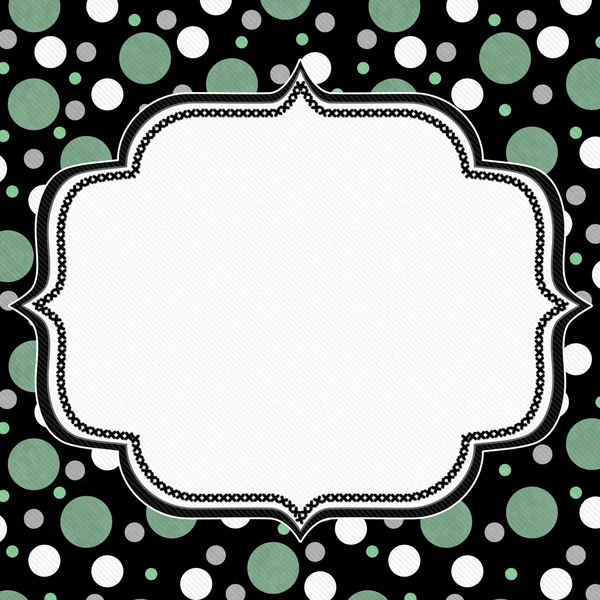 Green, White and Black Polka Dot Frame Background — 图库照片