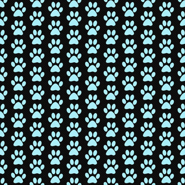 Teal and Black Dog Paw Prints Tile Pattern Repeat Background — Stock fotografie