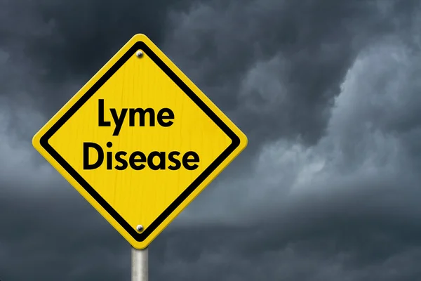 Znak drogowy ostrzegawczy choroby z Lyme — Zdjęcie stockowe