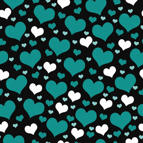 Corazón verde, blanco y negro azulejos repetición de fondo de — Foto de Stock