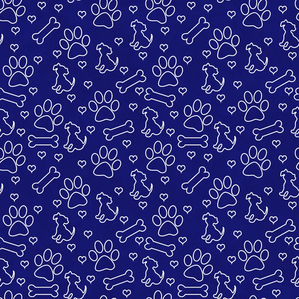Azul marino y blanco perrito patrón de azulejo repetir fondo — Foto de Stock