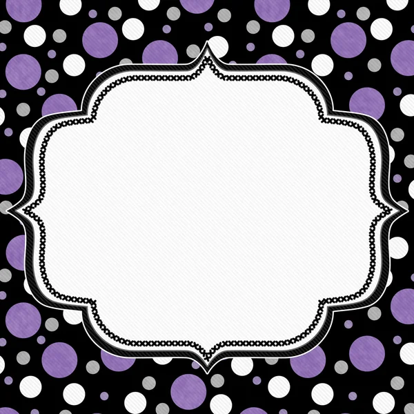 Purple, White and Black Polka Dot Frame Background — 图库照片