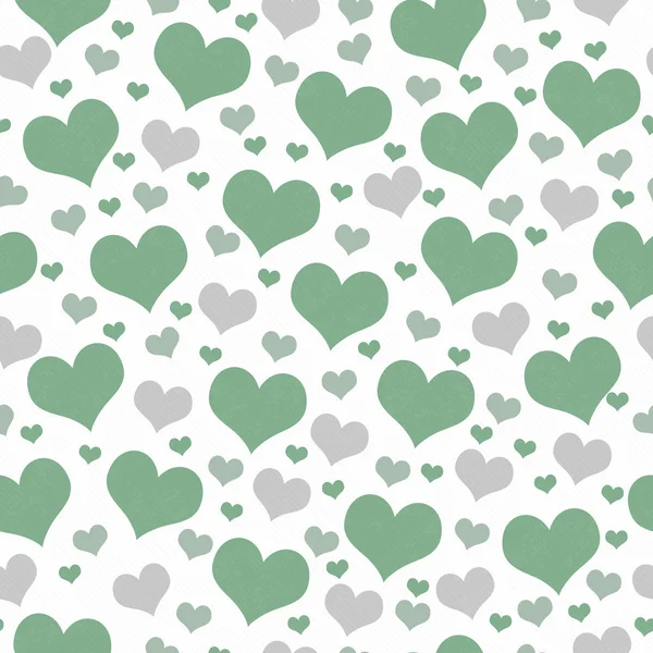 Grüne und weiße Herzen Fliesen Muster wiederholen Hintergrund — Stockfoto