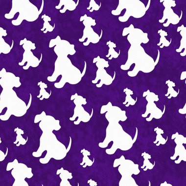 Purple and White Puppy Dog Tile Pattern Repeat Background clipart