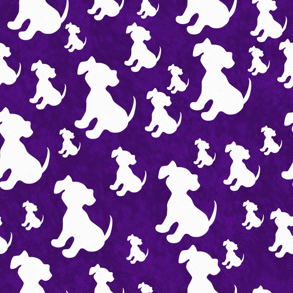 紫色和白色的小狗的狗瓷砖图案重复背景 — 图库照片