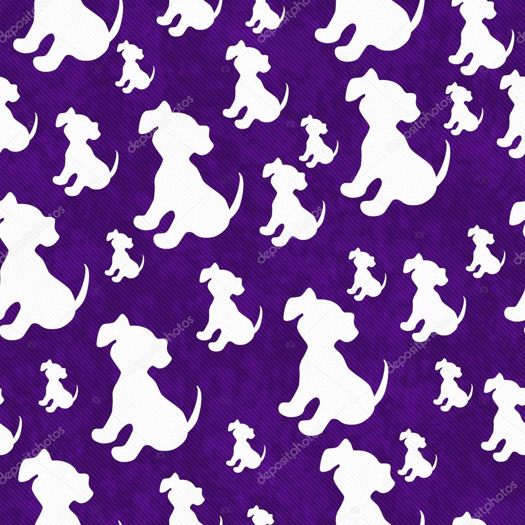 Purple and White Puppy Dog Tile Pattern Repeat Background