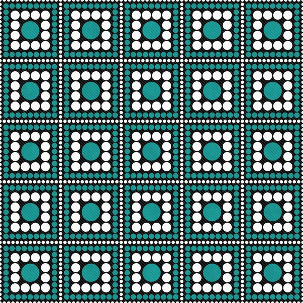 Teal, Black and White Polka Dot Square Abstract Design Tile Patt — Stock Photo, Image