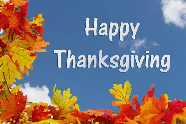 Happy Thanksgiving med fall blad — Stockfoto
