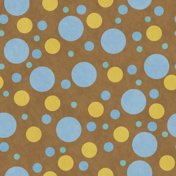 Azul, Amarelo e Brown Polka Dot Tile Padrão repetir fundo — Fotografia de Stock