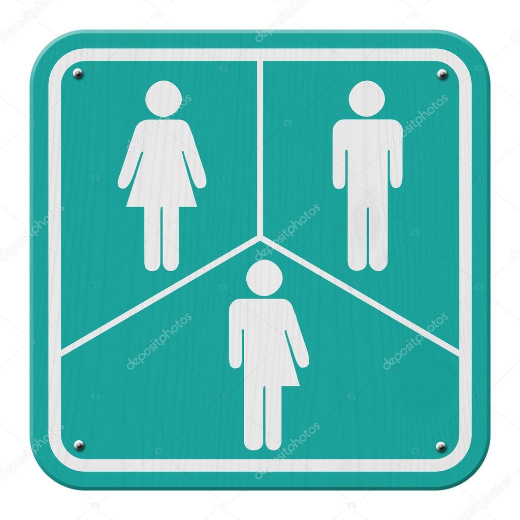 Transgender Sign, Teal and White Sign with a woman, male and transgender symbol