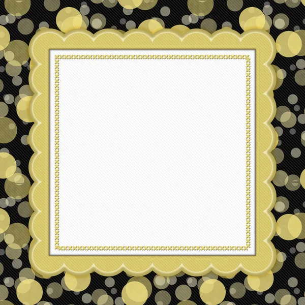 Geel en zwart Polka Dot Frame achtergrond — Stockfoto