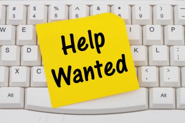 Help Wanted Internet Application, computer keyboard and sticky n clipart