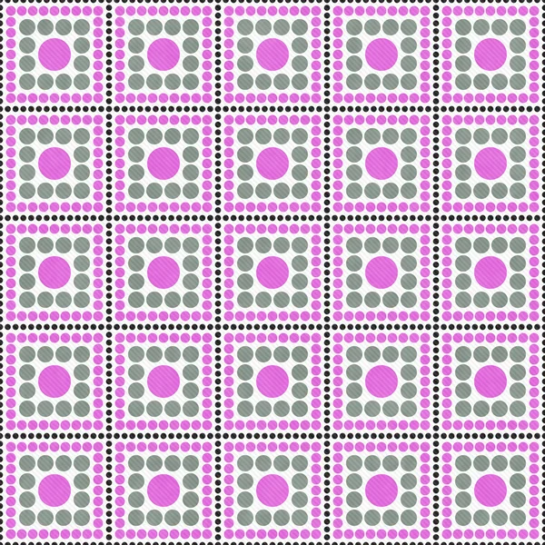 Rosa, Grigio e Bianco Polka Dot Square Abstract Design Tile Patte — Foto Stock