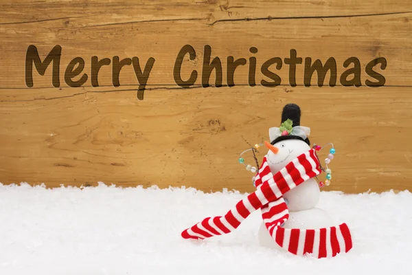 Vánoční sněhulák s textem Veselé Vánoce — Stock fotografie