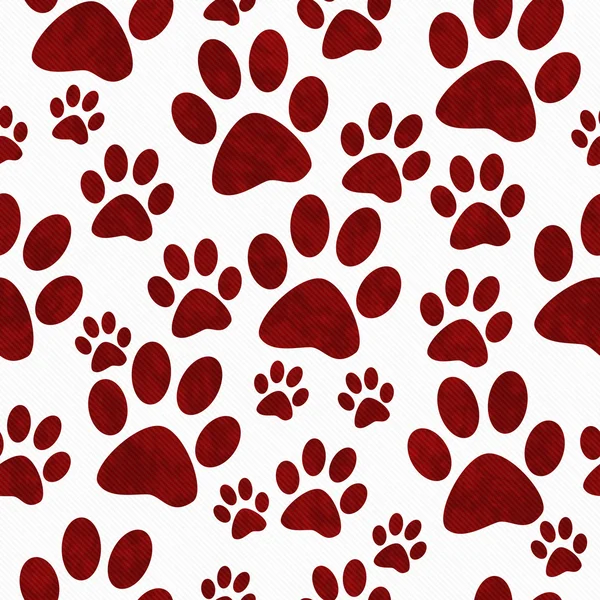 Red and White Dog Paw Prints Tile Pattern Repeat Background — Stock Photo, Image