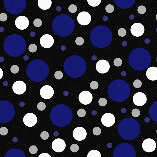 Kék, fehér és fekete pöttyös minta ismételt mozaikháttér — Stock Fotó
