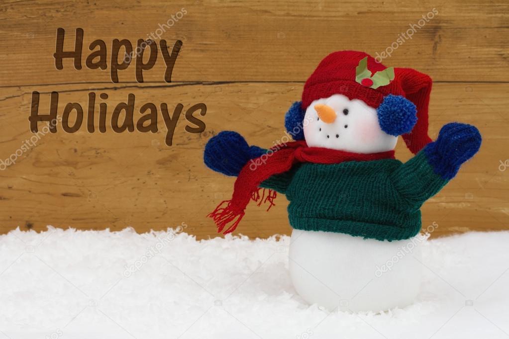 Christmas Snowman with text Happy Holidays