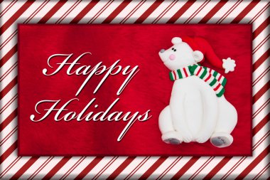 Kırmızı peluş kürk ve Noel Noel mesajı ayı