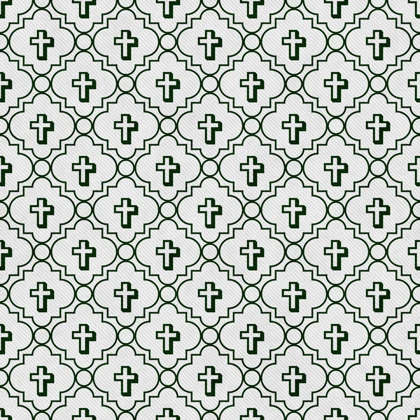 Hunter Green and White Cross Symbol Tile Pattern Repeat Backgrou — Stock Photo, Image