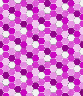 Pembe, siyah ve beyaz altıgen mozaik soyut geometrik tasarım T