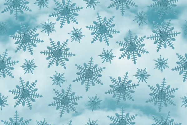 青い雪の結晶パターン繰り返し背景 — ストック写真