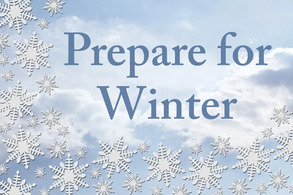 Witte Sneeuwvlok achtergrond met tekst voorbereiden voor de Winter — Stockfoto