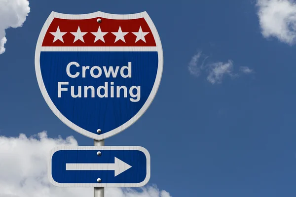 American Crowd Funding Highway Road Sign — Stock Photo, Image