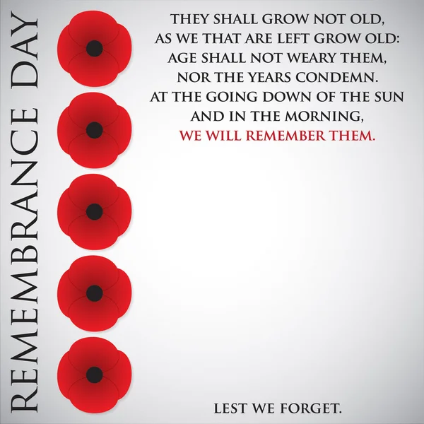 Remembrance Day card in vector format. — Stock Vector