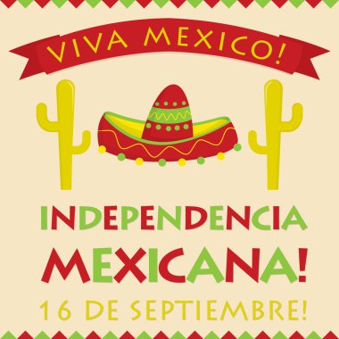 Retro tarzı Independencia Mexicana (Meksika Bağımsızlık günü) ca