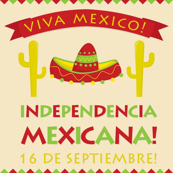 Style rétro Independencia Mexicana (Jour de l'indépendance du Mexique) ca — Image vectorielle