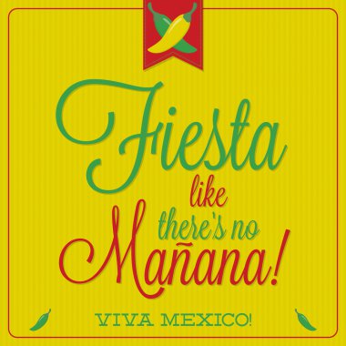 Retro tarzı Meksikalı tipografik kartı Vektör formatında.