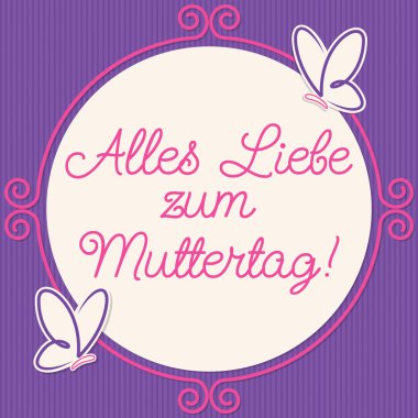 Kelebek doodle kare anneler günü kartı Vektör formatında.