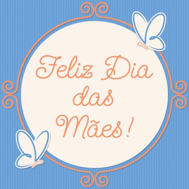 Kelebek doodle kare anneler günü kartı Vektör formatında.