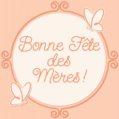 Kelebek doodle kare anneler günü kartı Vektör formatında.