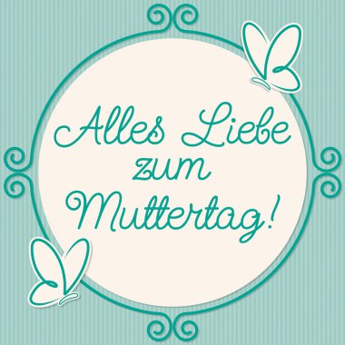 Kelebek doodle kare anneler günü kartı Vektör formatında.