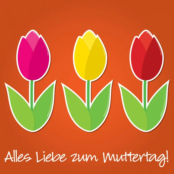Tulipano tedesco Scheda per la festa della mamma in formato vettoriale . — Vettoriale Stock