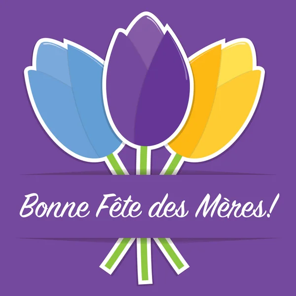 Tarjeta del día de la madre del tulipán francés en formato vectorial . — Vector de stock