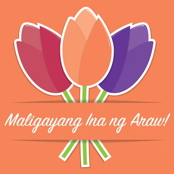 Tagalog tulipán Tarjeta del día de la madre en formato vectorial . — Archivo Imágenes Vectoriales