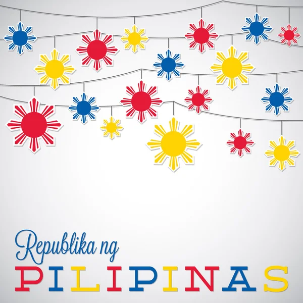 Συμβολοσειρά φιλιππινέζικη ημέρα ανεξαρτησίας κάρτα σε διανυσματική μορφή. — Διανυσματικό Αρχείο