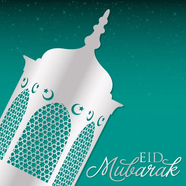 Lanterna "Eid Mubarak" (Benedetto Eid) carta in formato vettoriale . — Vettoriale Stock