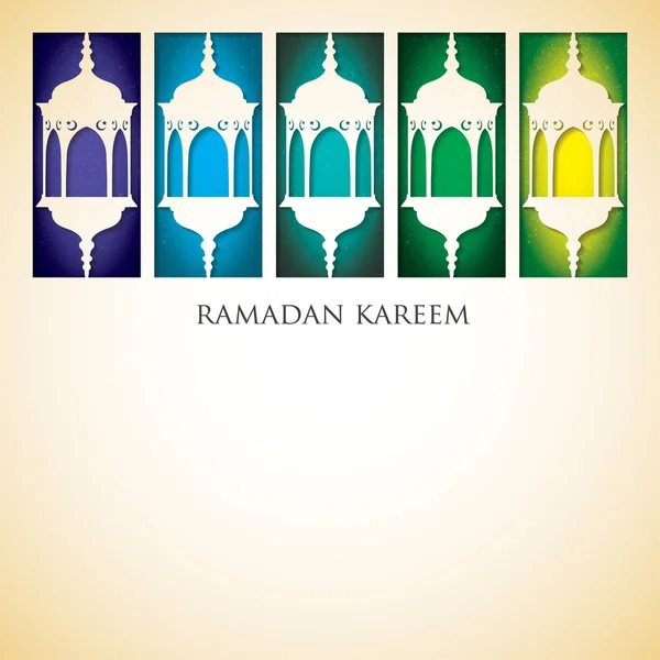 Lantern "Ramadan Kareem" (Generous Ramadan) card in vector forma — Stock Vector