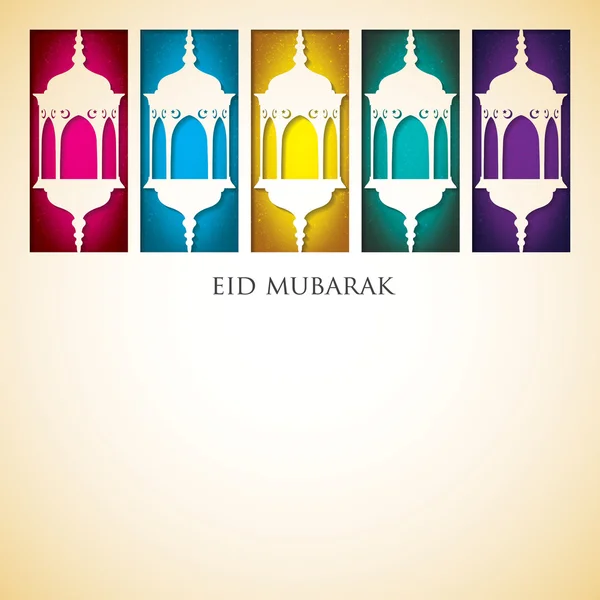 Φανάρι "eid Μουμπάρακ" (Ευλογημένος eid) κάρτα σε διανυσματική μορφή. — Διανυσματικό Αρχείο