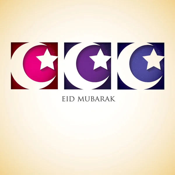 Luna creciente "Eid Mubarak" (Bendito Eid) tarjeta en formato vectorial . — Archivo Imágenes Vectoriales