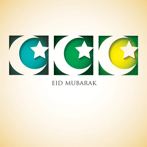 Luna creciente "Eid Mubarak" (Bendito Eid) tarjeta en formato vectorial . — Archivo Imágenes Vectoriales