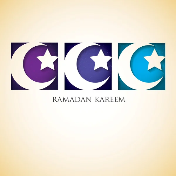 Luna creciente "Ramadán Kareem" (Ramadán Generoso) tarjeta en vector — Vector de stock