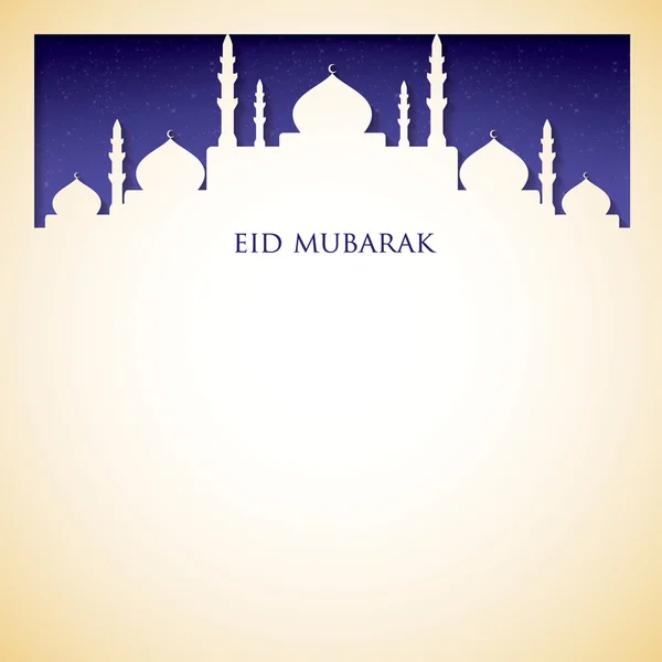 Mosque "Eid Mubarak" (Blessed Eid) card in vector format. — Stock Vector