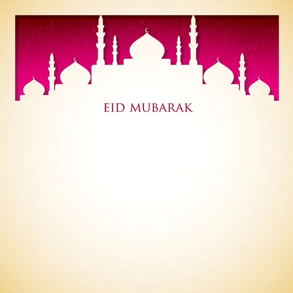 Mesquita "Eid Mubarak" (Blessed Eid) cartão em formato de vetor . — Vetor de Stock