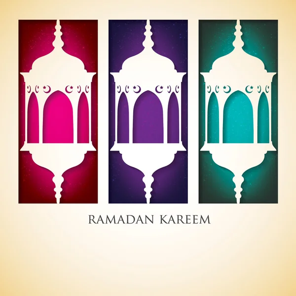 Фонарь "Рамадан Карим" (Щедрый Рамадан) карты в векторной форме — стоковый вектор