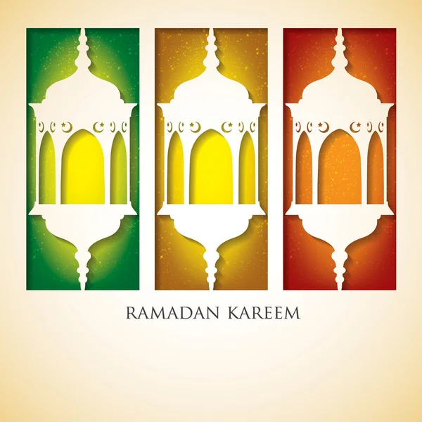 Фонарь "Рамадан Карим" (Щедрый Рамадан) карты в векторной форме — стоковый вектор