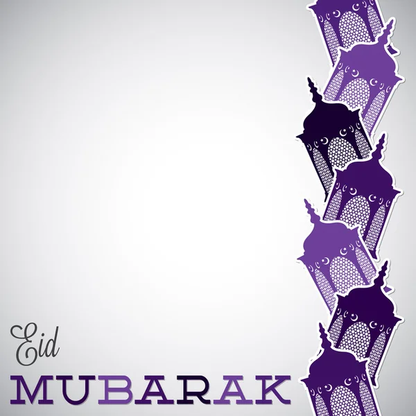 Linterna "Eid Mubarak" (Bendito Eid) tarjeta en formato vectorial . — Archivo Imágenes Vectoriales